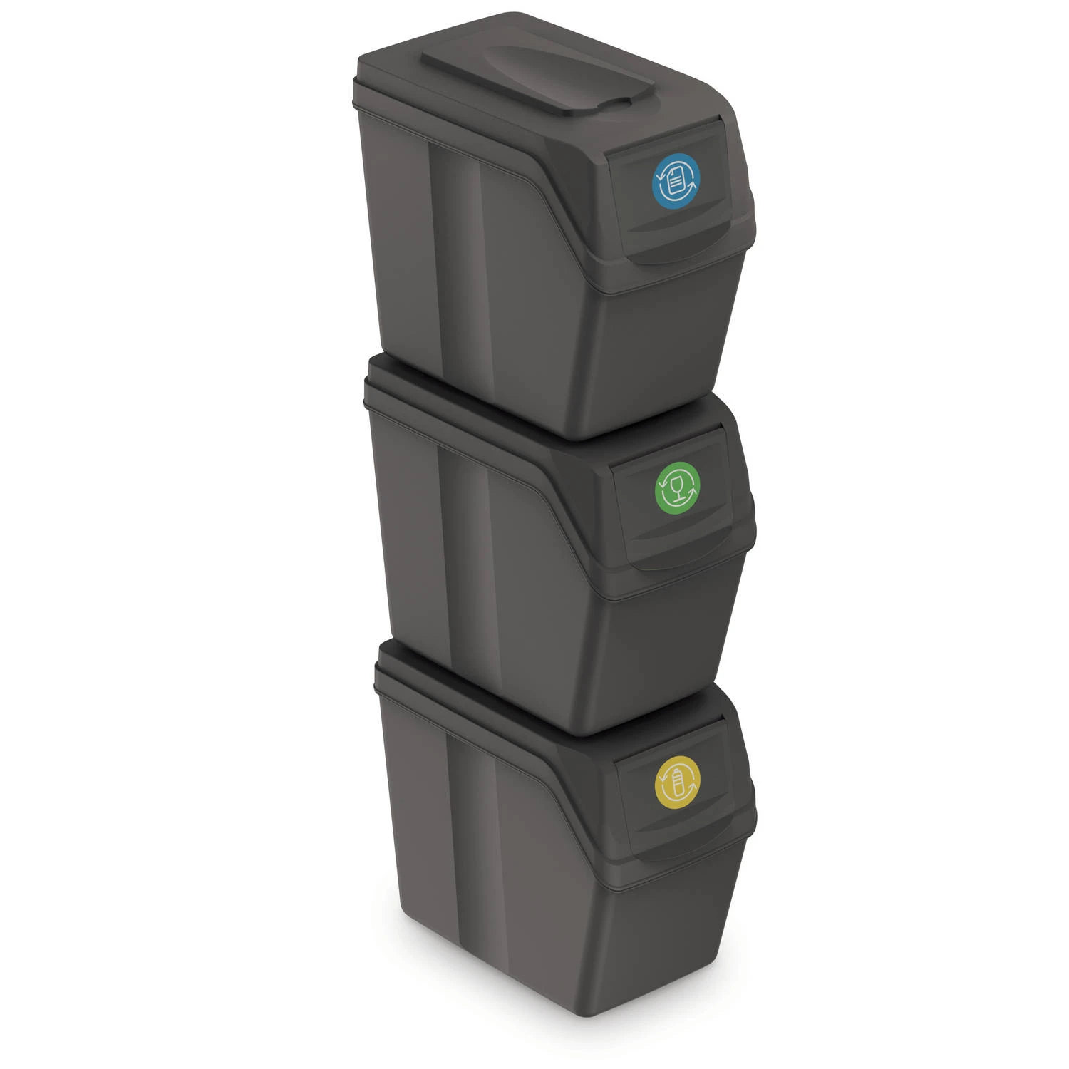 Keden Afvalscheidingsbakken - 3x20L - grijs