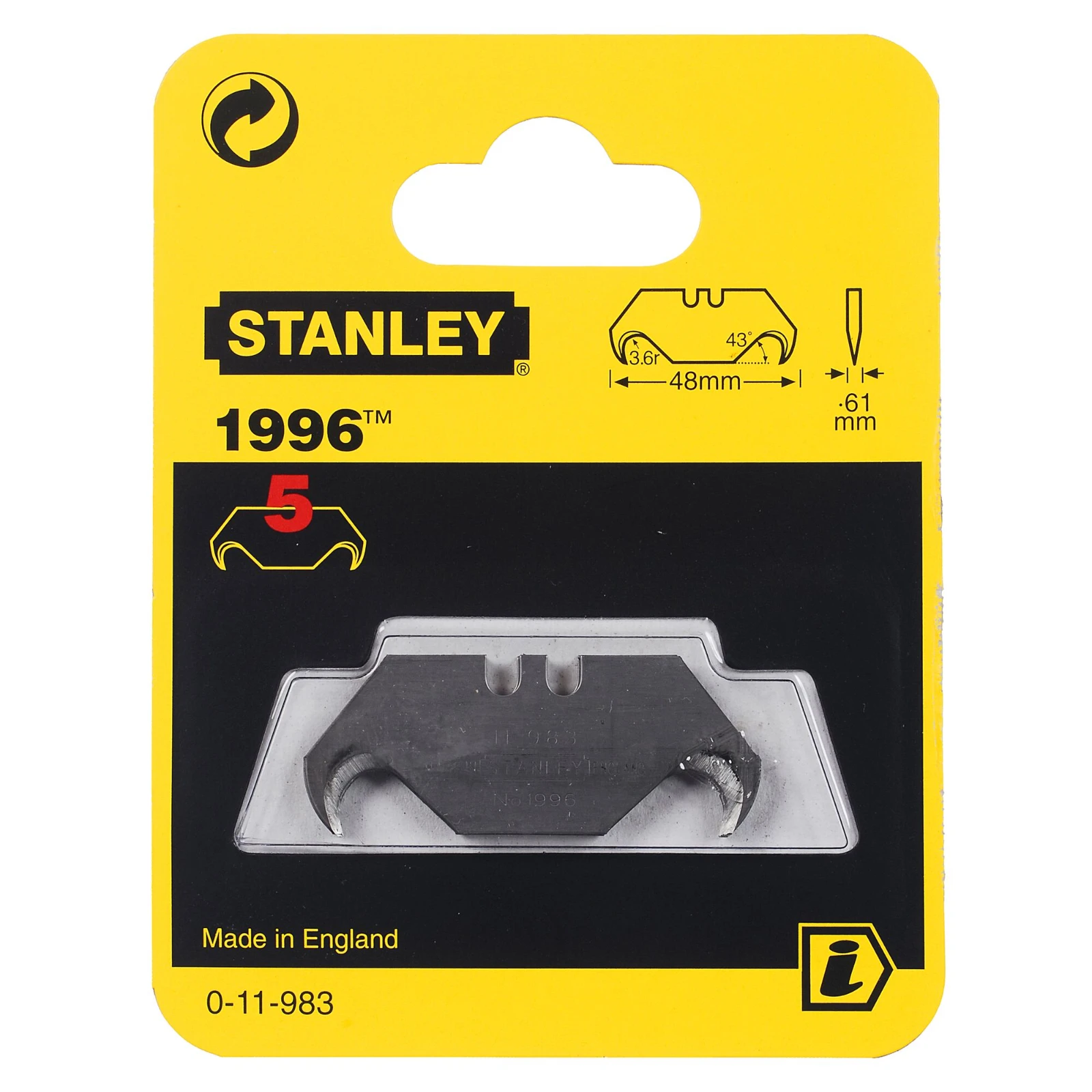 Stanley Reservemesjes 1996 op kaart (5 stuks)