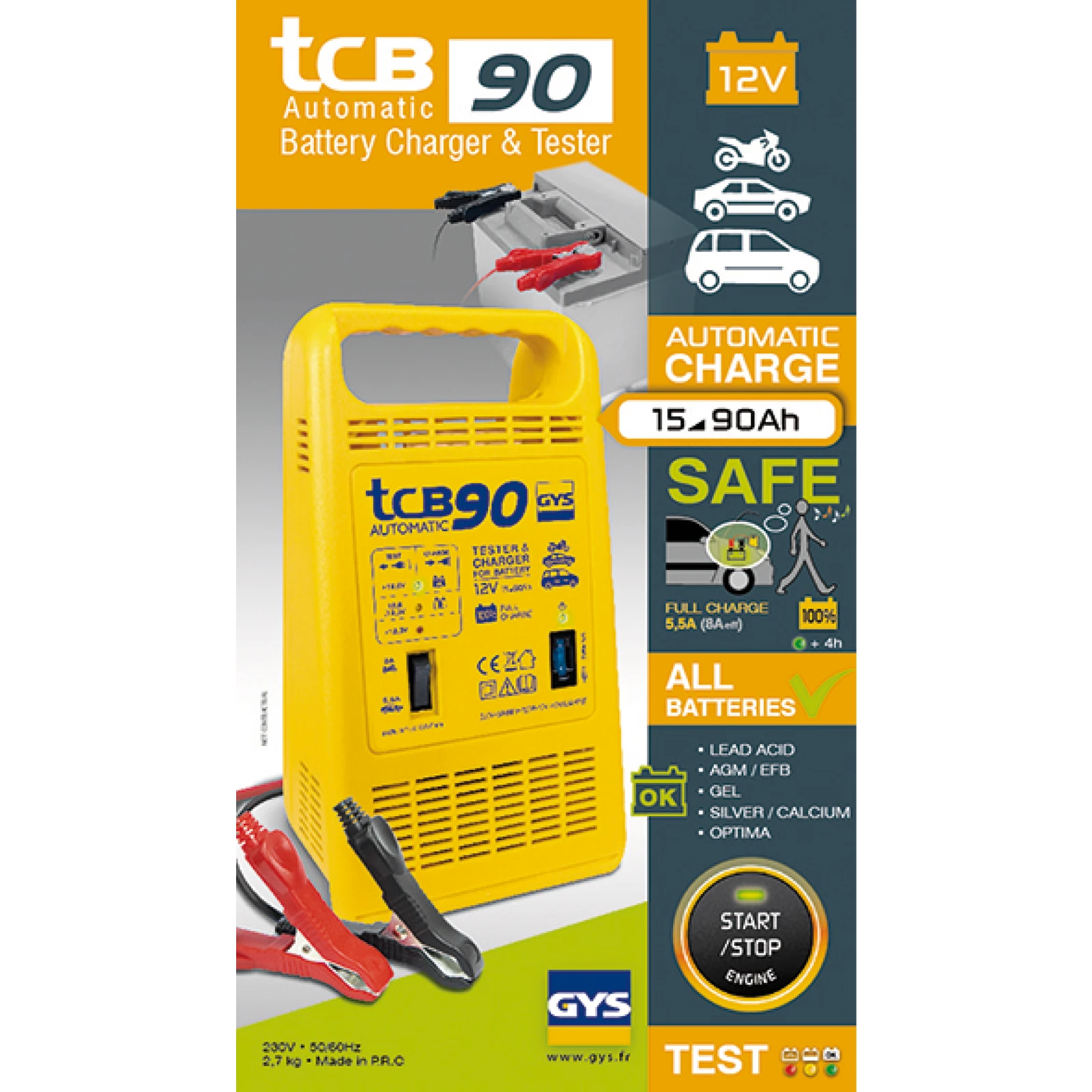 GYS Acculader TCB 90 Automatic 12V 15-90Ah