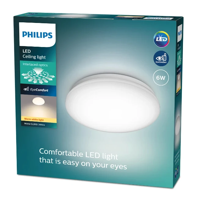 Philips LED-Plafondlamp Moire CL200 6W 27K O220 mm wit
