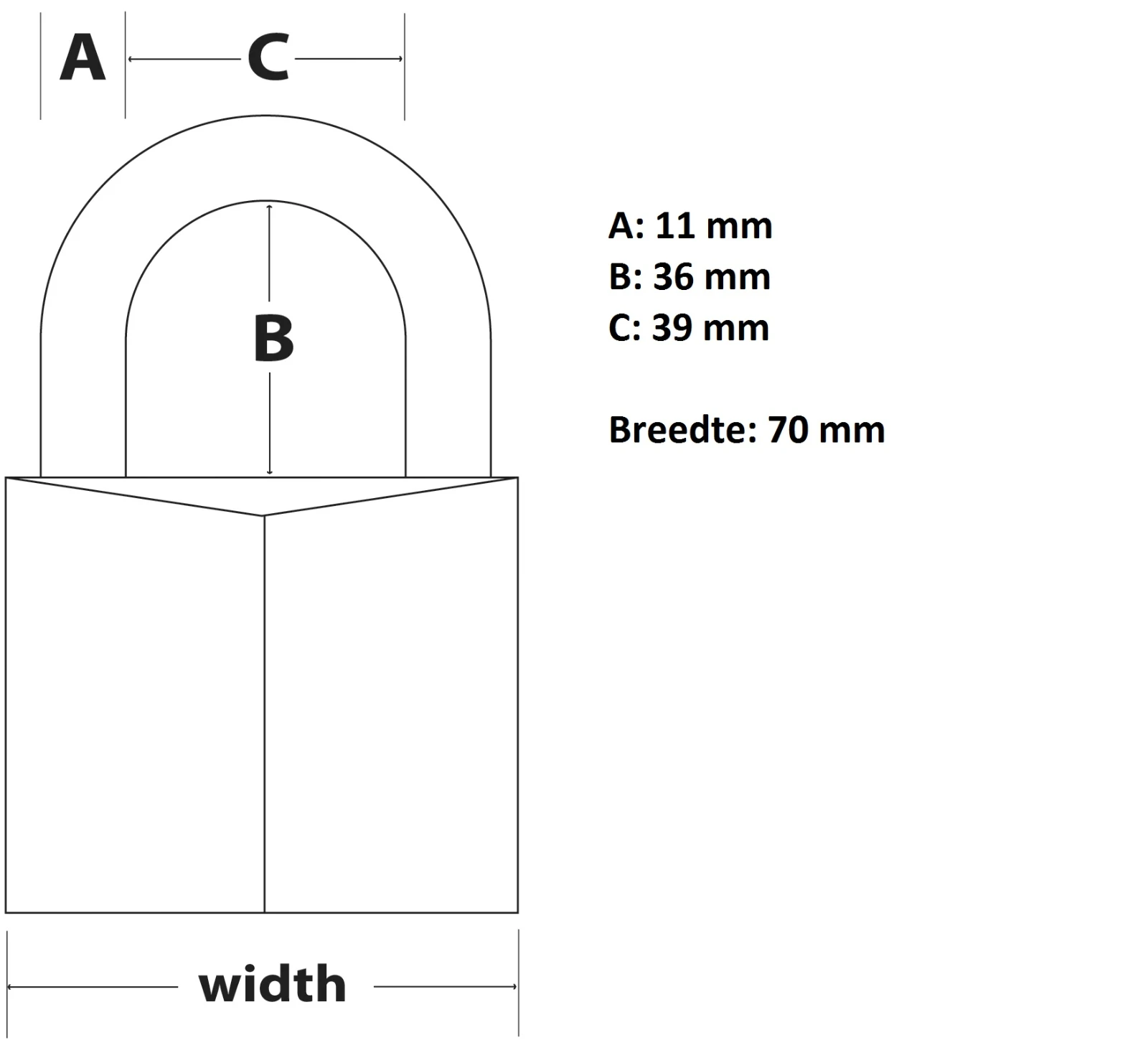 MasterLock Hangslot 70mm goud - massief koper