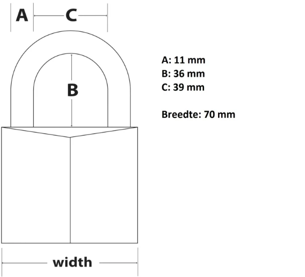 MasterLock Hangslot 70mm goud - massief koper
