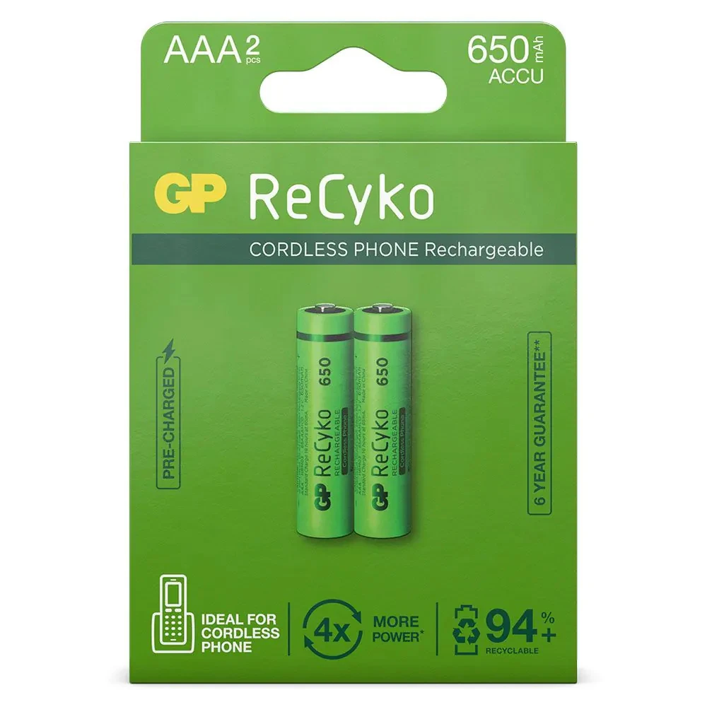 GP Oplaadbare AAA batterijen 650mAh ReCyko (2 stuks)