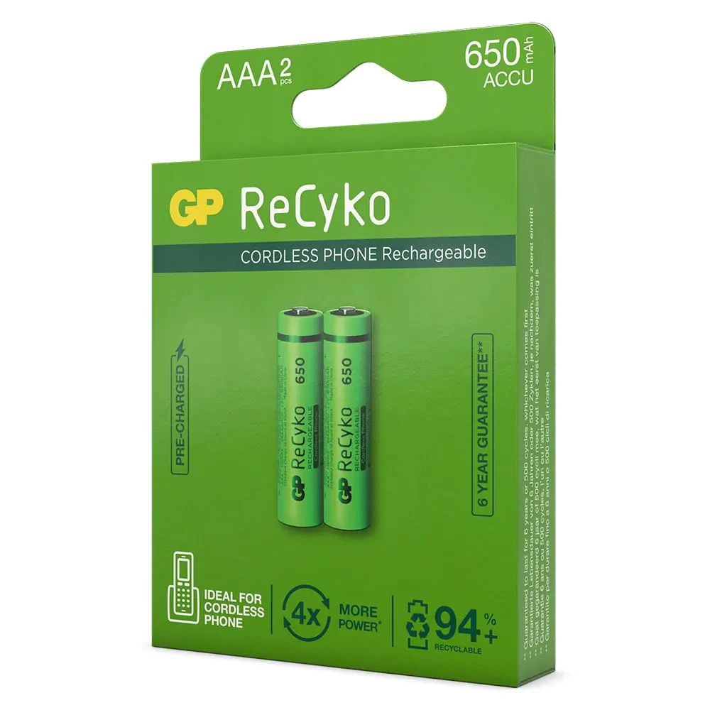 GP Oplaadbare AAA batterijen 650mAh ReCyko (2 stuks)