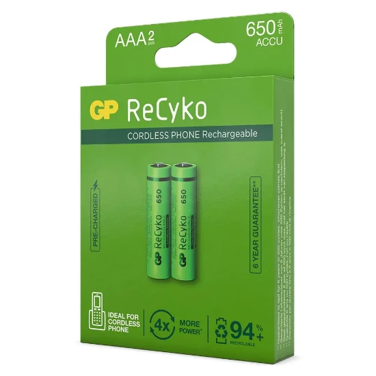 GP Oplaadbare AAA batterijen 650mAh ReCyko (2 stuks)