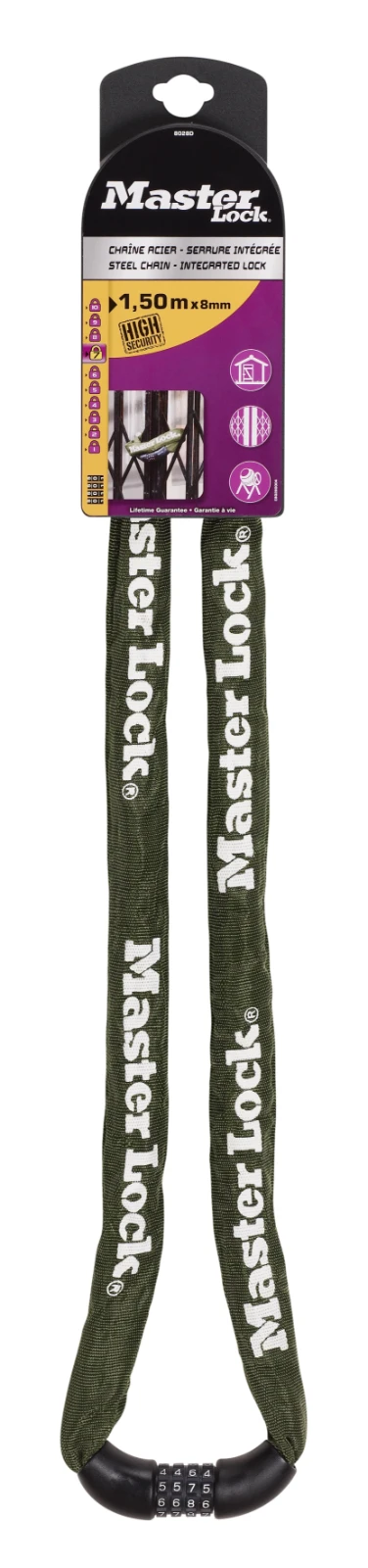 MasterLock Kettingslot staal 1,0m nylon hoes - legergroen