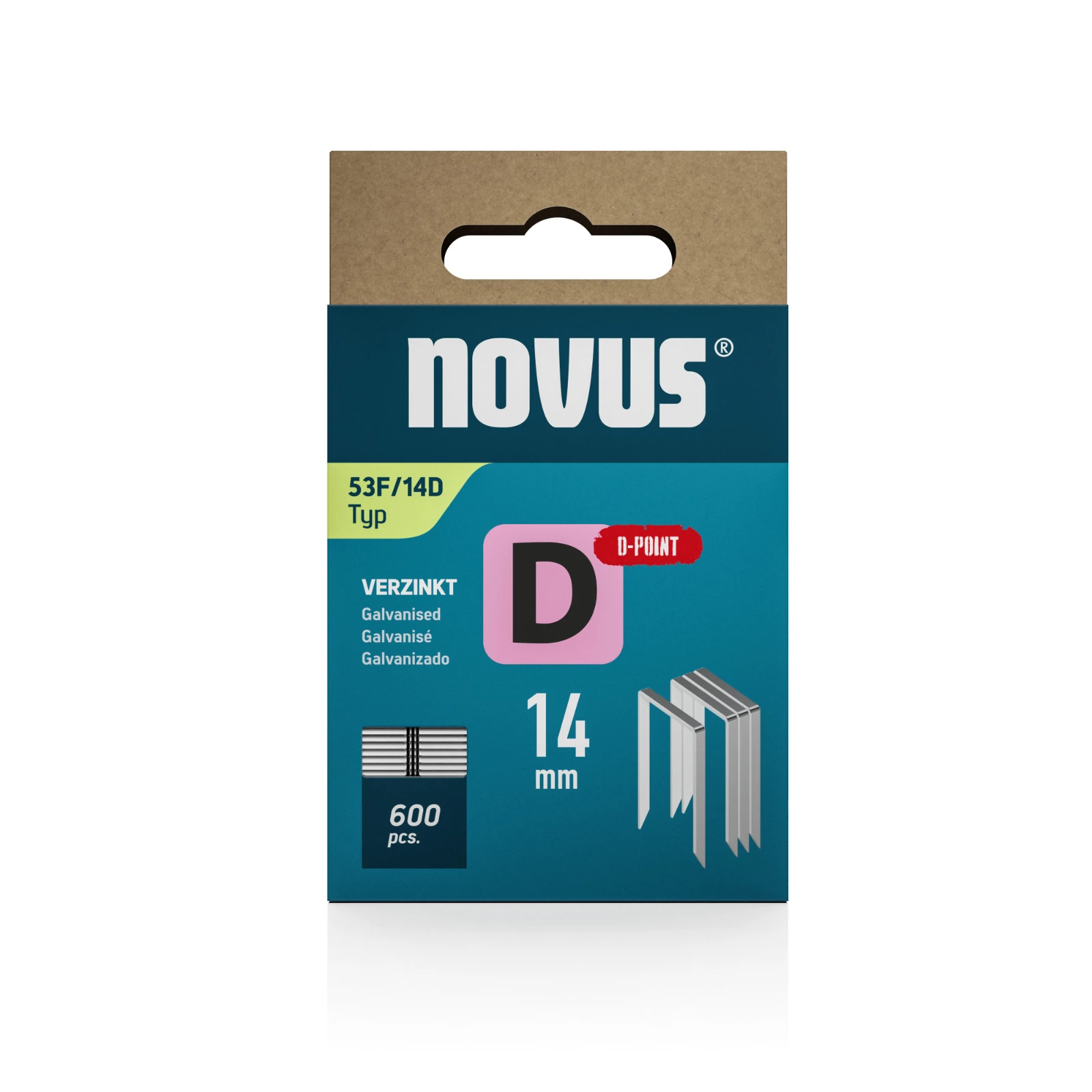 Novus Niet met platte draad D 53F/14mm D-punt (600 stuks)