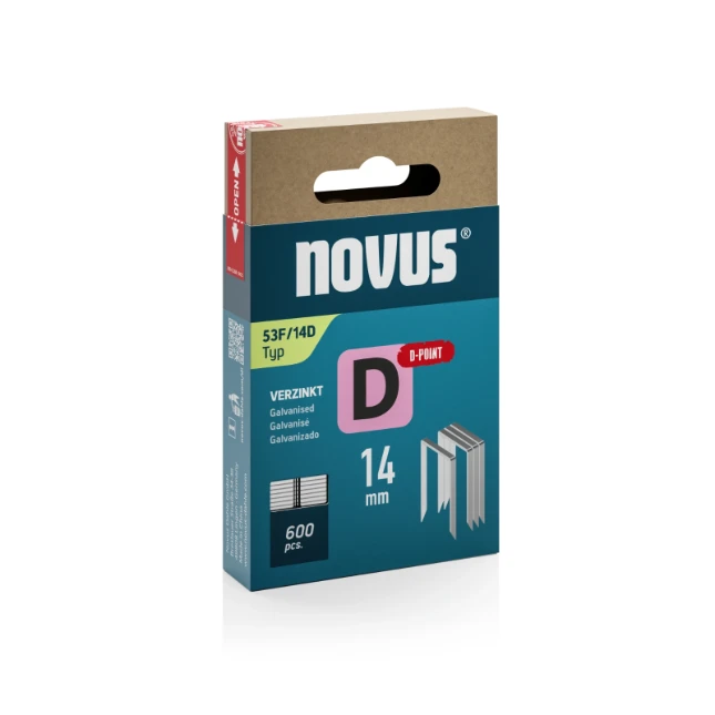 Novus Niet met platte draad D 53F/14mm D-punt (600 stuks)