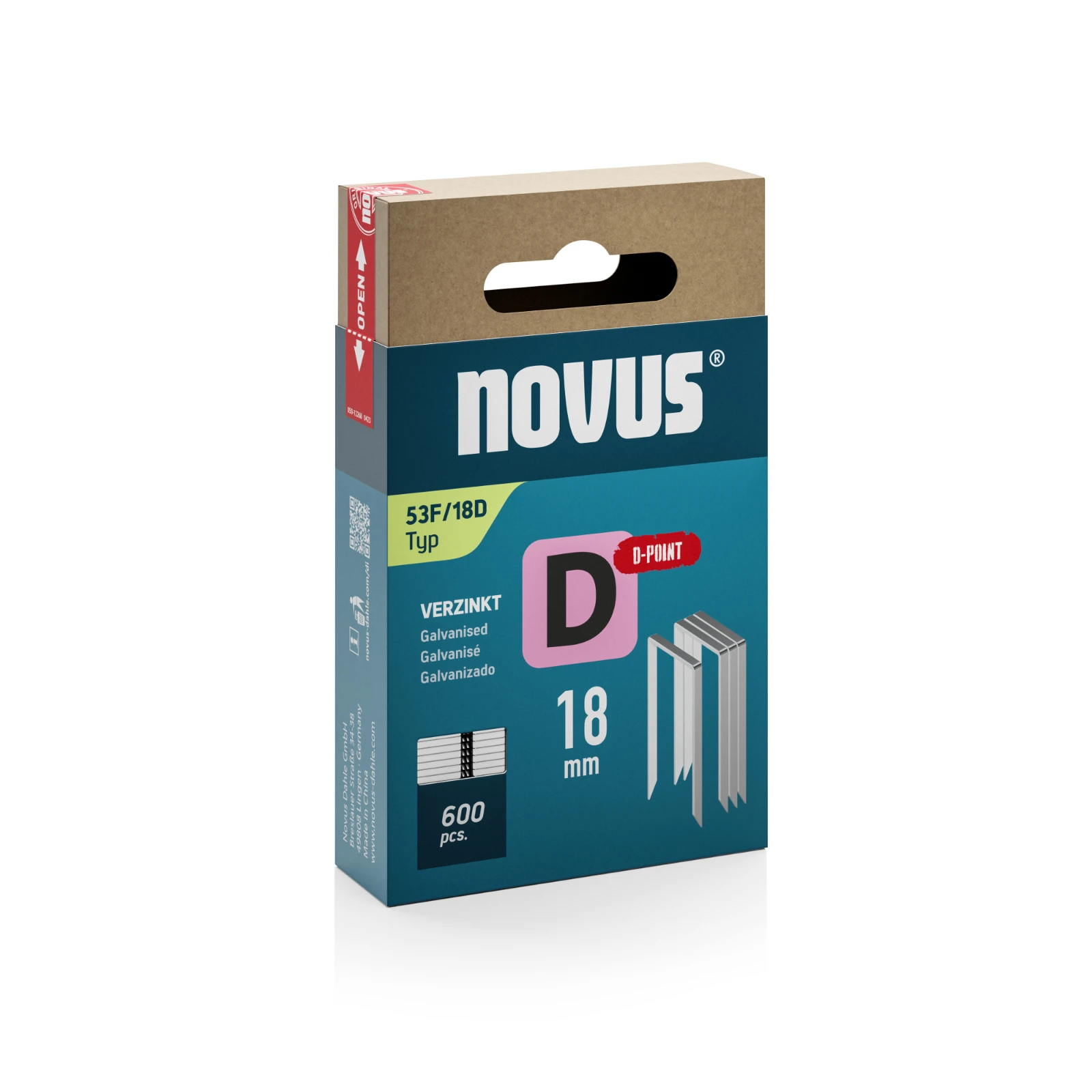 Novus Niet met platte draad D 53F/18mm D-punt (600 stuks)