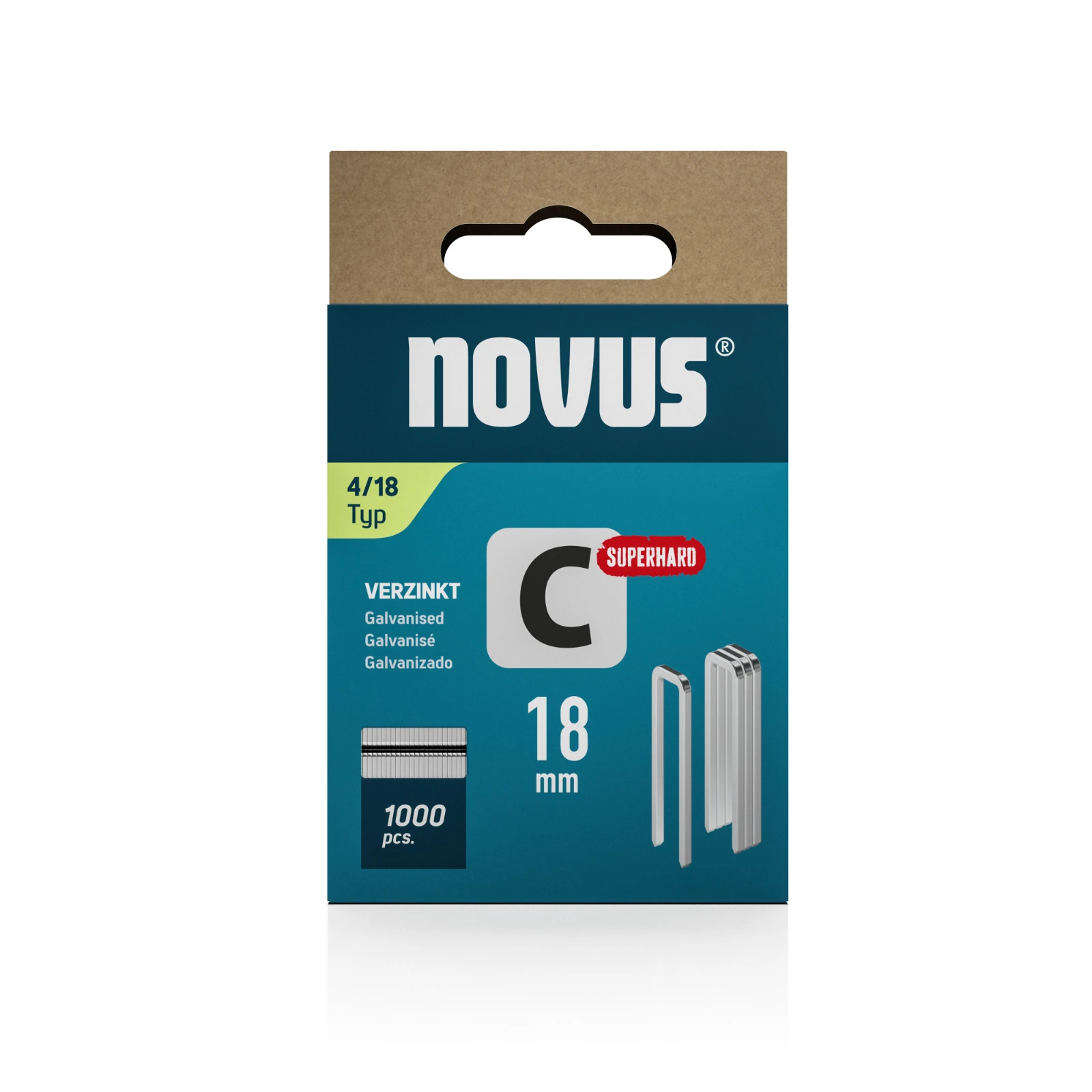 Novus Niet met smalle rug C 4/18mm Superhard (1.000 stuks)