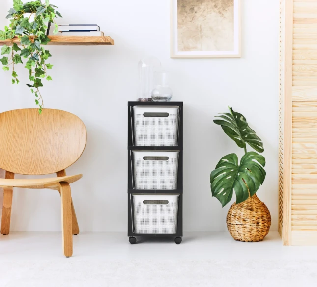 Rotho Brisen Ladekast 3 x 16L met wieltjes - Wit