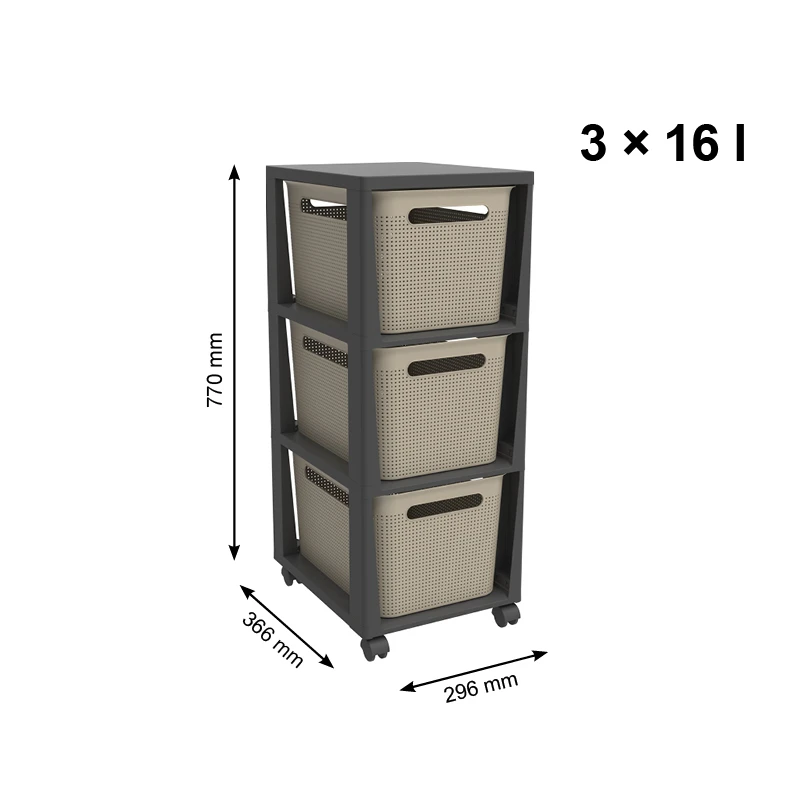 Rotho Brisen Ladekast 3 x 16L met wieltjes - Capp