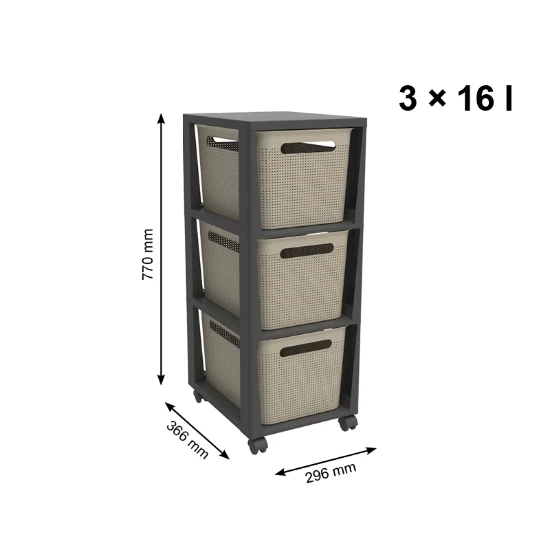Rotho Brisen Ladekast 3 x 16L met wieltjes - Capp