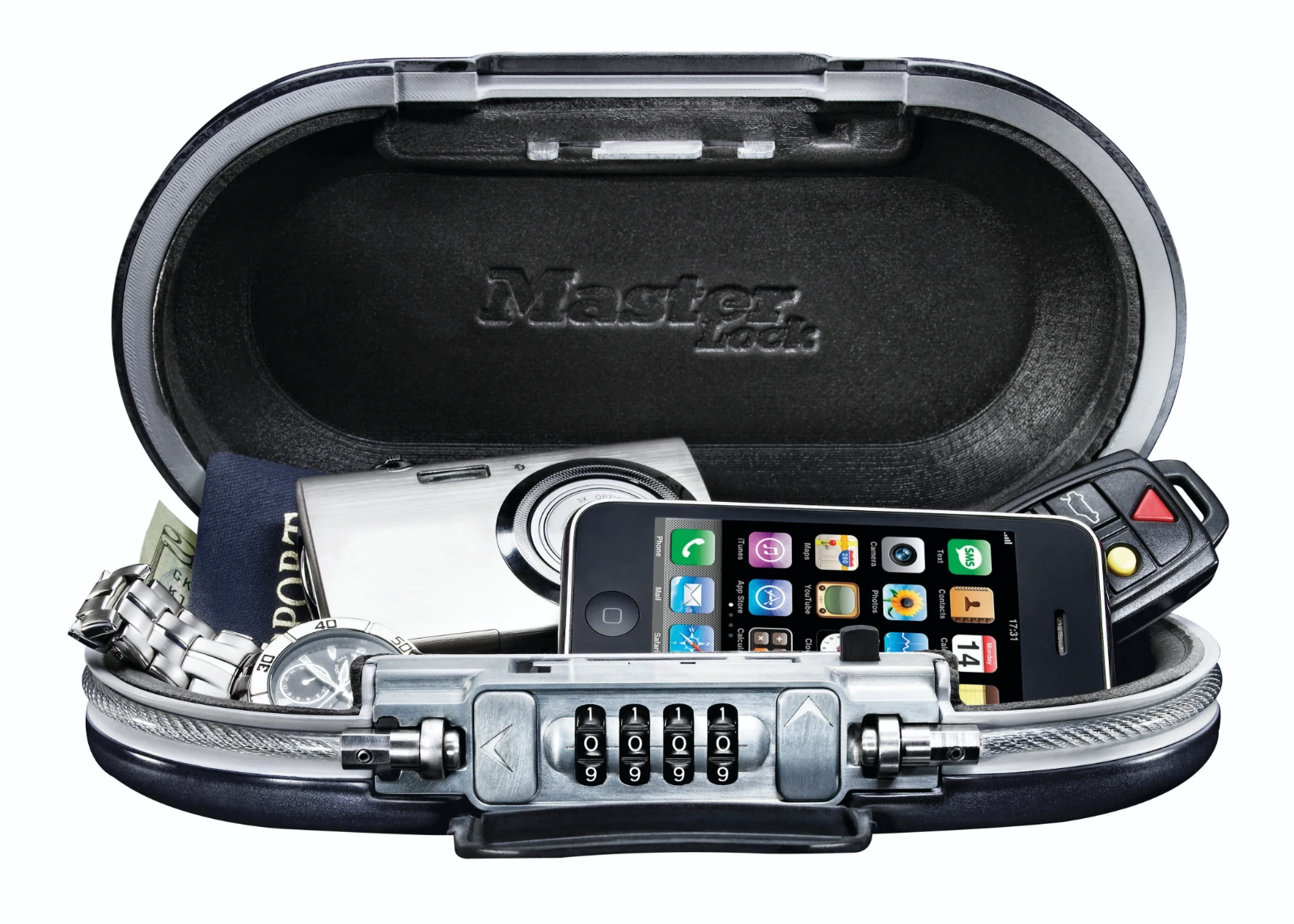 MasterLock Mobiele kluis met cijferslot en kabel zwart