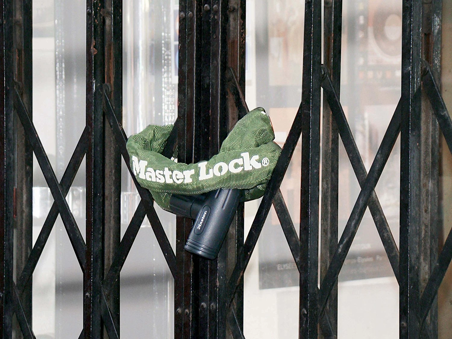 MasterLock Kettingslot staal 1,0m nylon hoes - legergroen