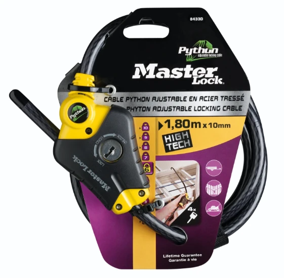 MasterLock Cadenas Python 8433EURD - 10mm - 1,8m