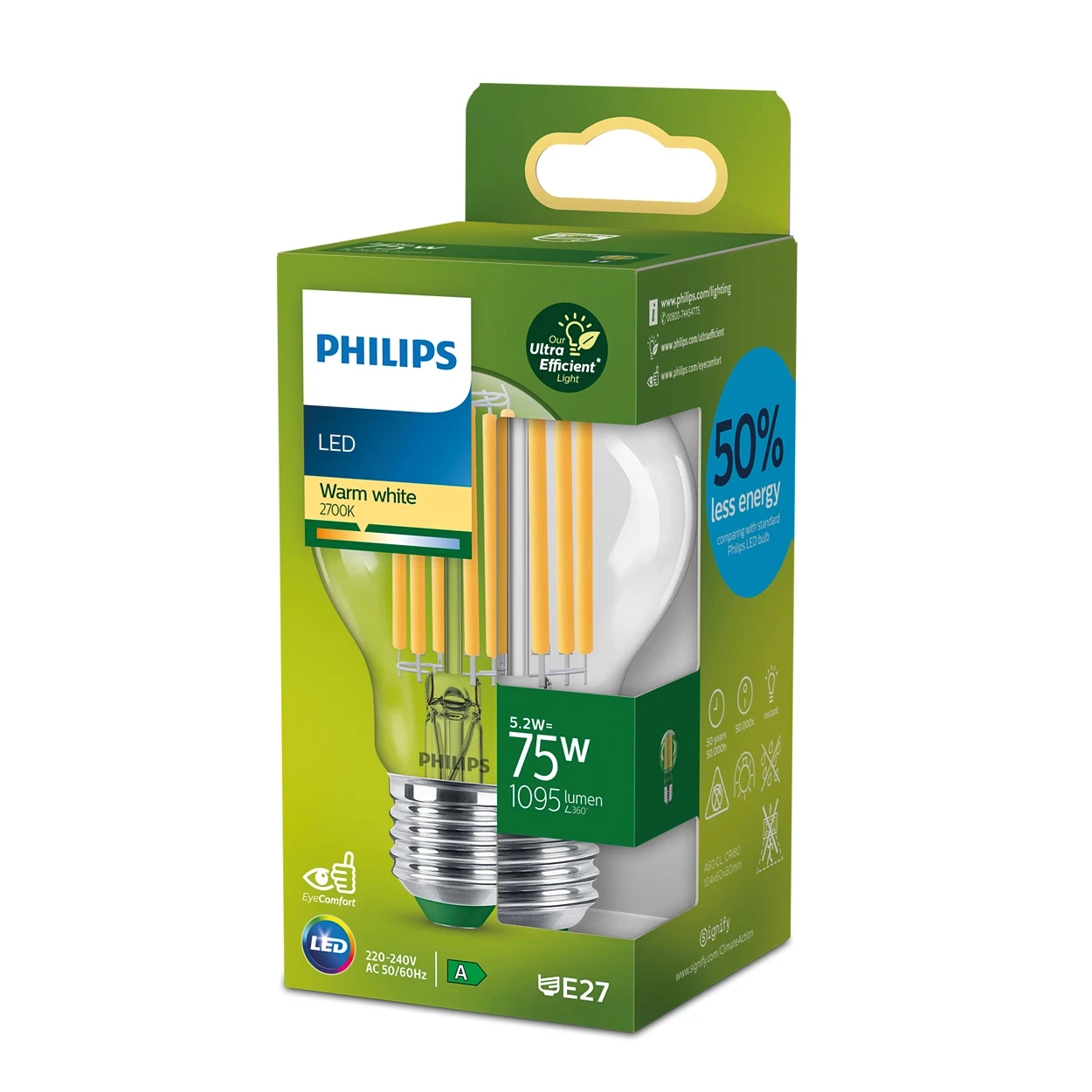 Philips LED Filament Classic 75W A60 E27 CL UE SRT4