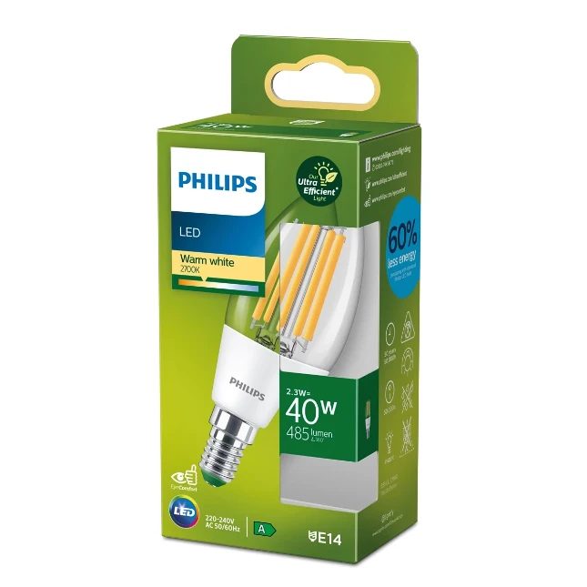 Philips LED Filament 40W B35 E14 CL UE SRT4