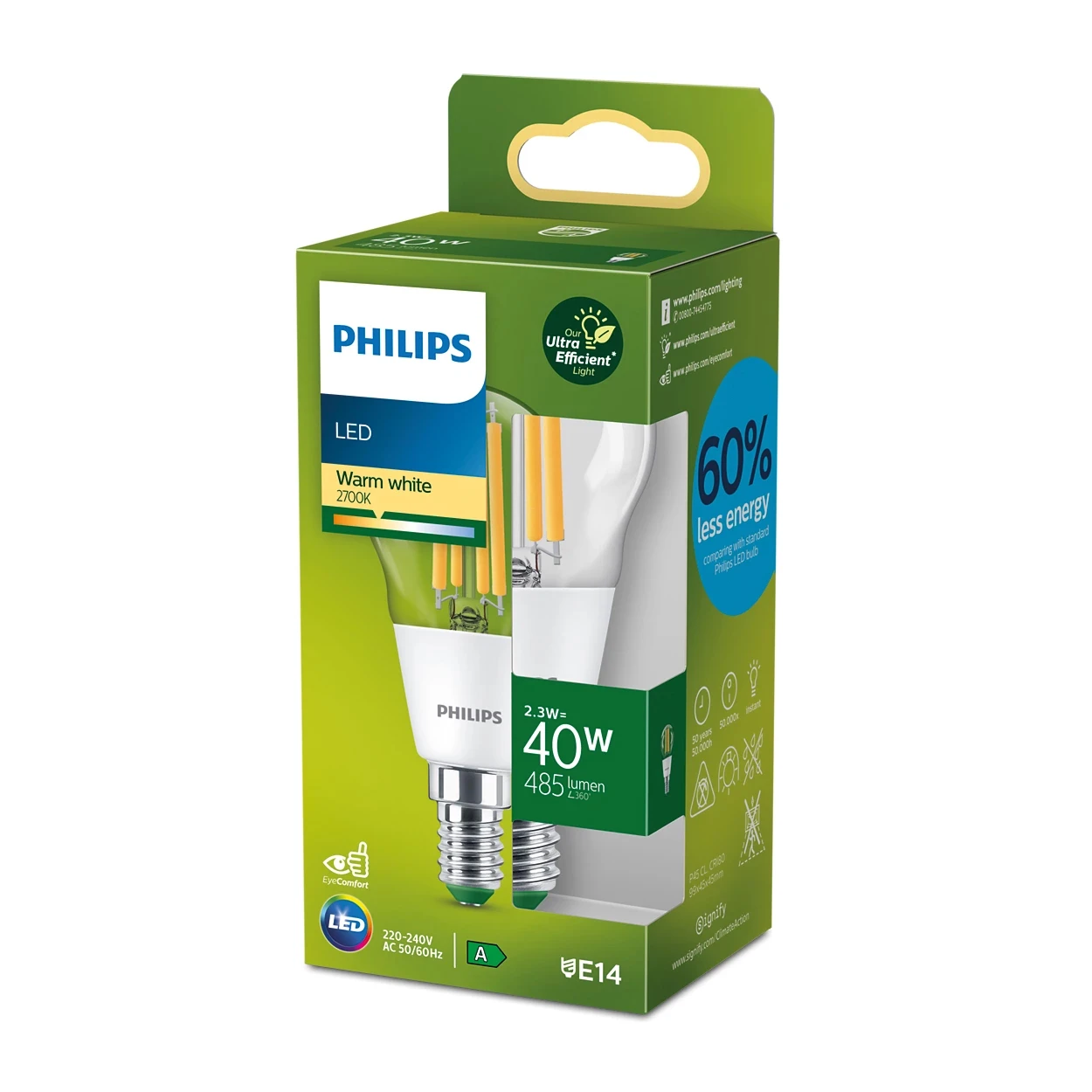 Philips LED Filament 40W P45 E14 CL UE SRT4