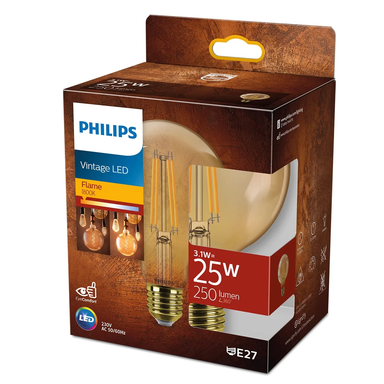 Philips Vintage LED Filament Globe G95 25W E27 NDSRT Amber 1PF