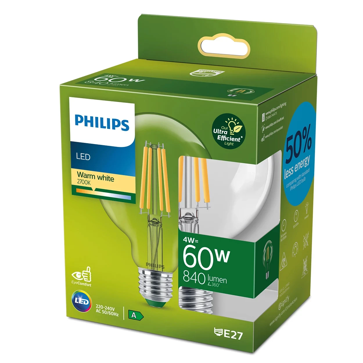 Philips LED Globe Filament 60W G95 E27 CL UE SRT4