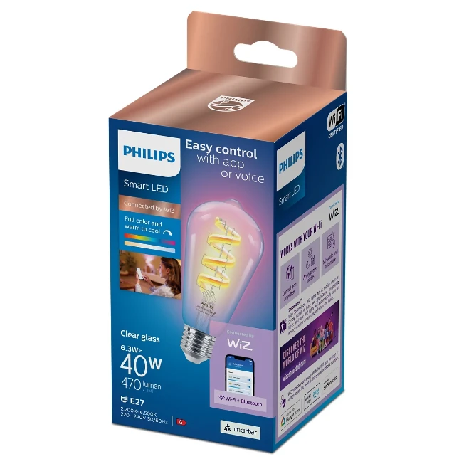 Philips Smart LED 40W ST64 E27 822-65 RGB CL 1PF/6 WiZ Connected