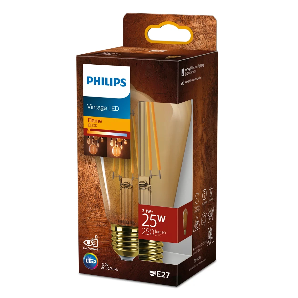 Philips Vintage LED Filament ST64 25W E27 NDSRT Amber 1PF