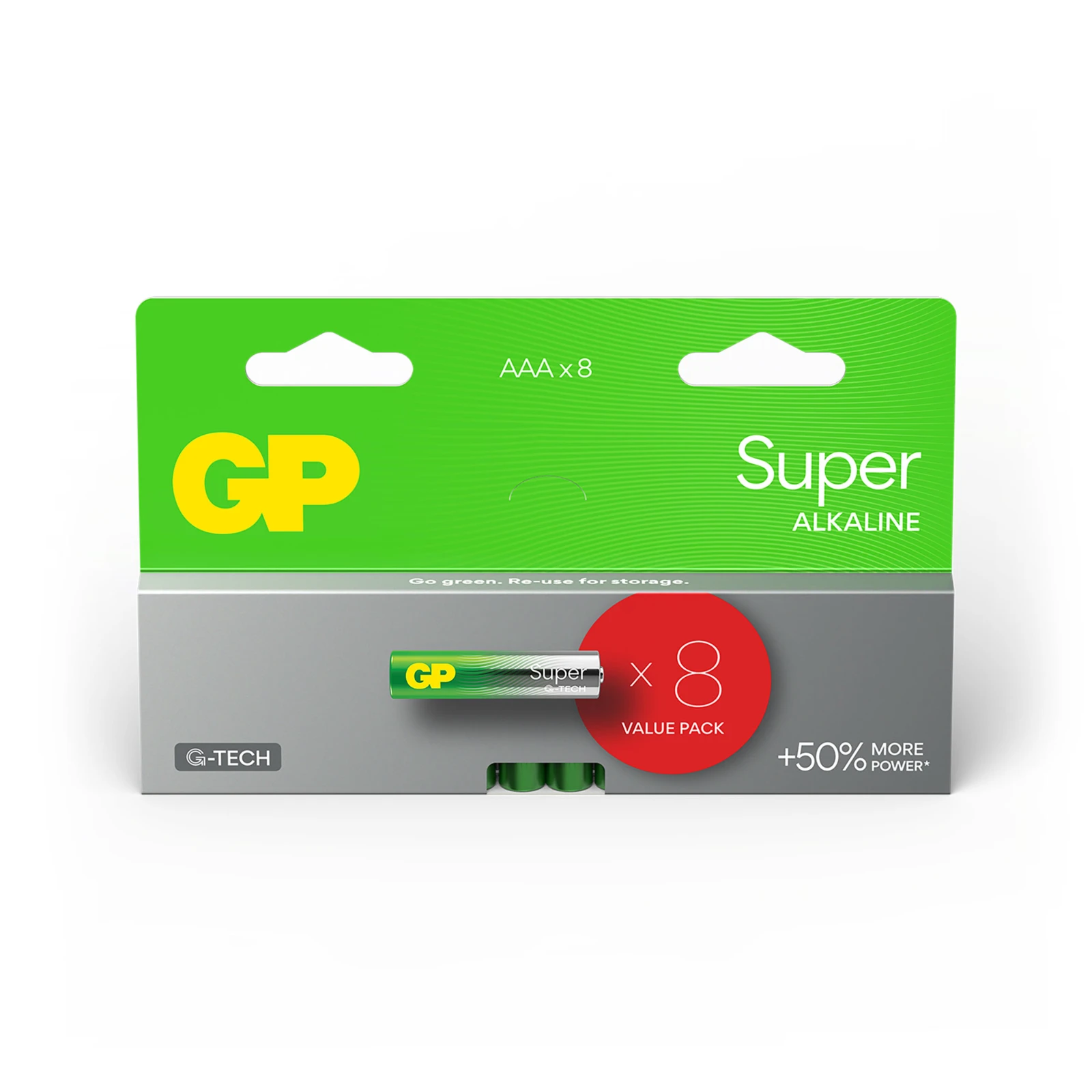 GP AAA Alkaline batterij Super G-TECH 1,5V (8 stuks)