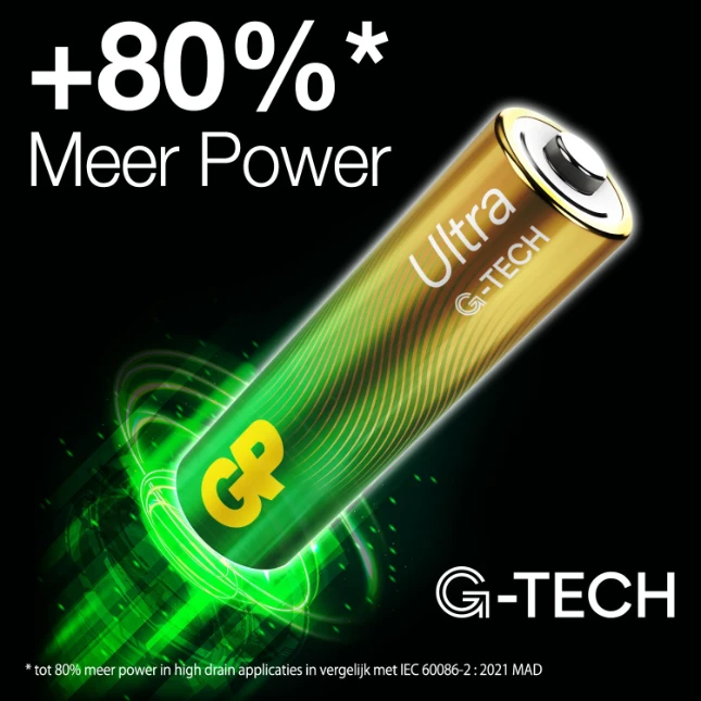 GP AAA Alkaline batterij Ultra G-TECH 1,5V (4 stuks)