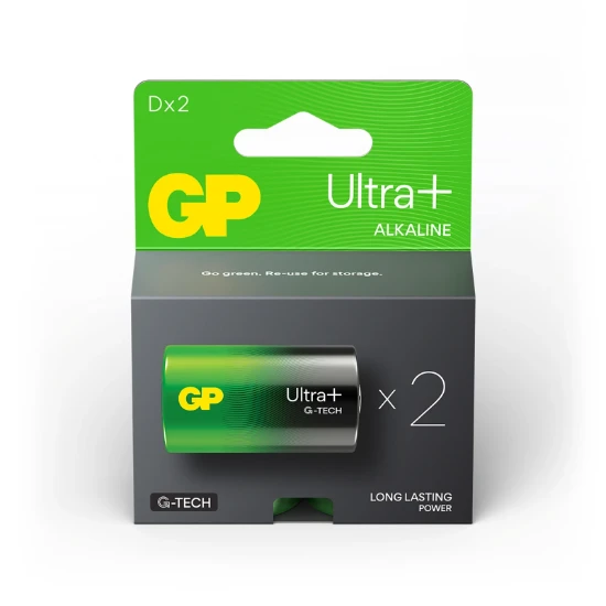 GP Alkaline D batterij Ultra Plus G-TECH 1,5V (2 stuks)