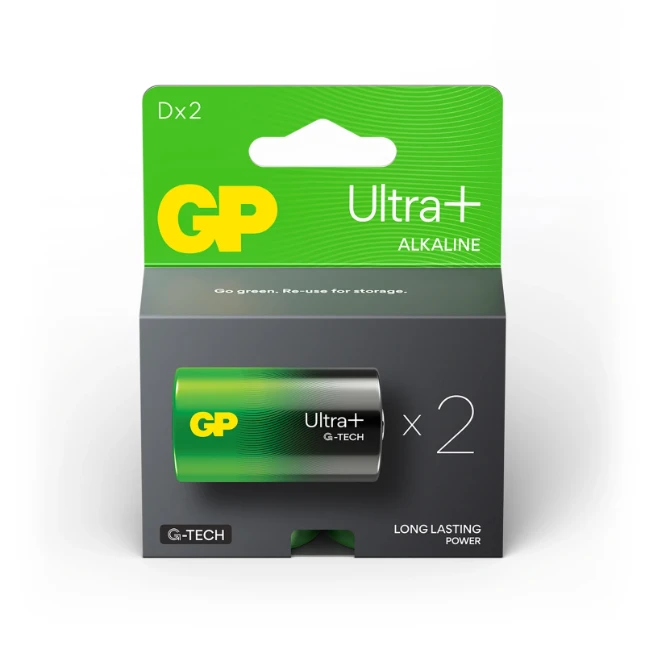 GP Alkaline D batterij Ultra Plus G-TECH 1,5V (2 stuks)