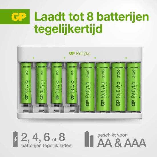 GP Micro-USB batterijlader ReCyko 4x AA 2100 mAh 4x AAA 850mAh