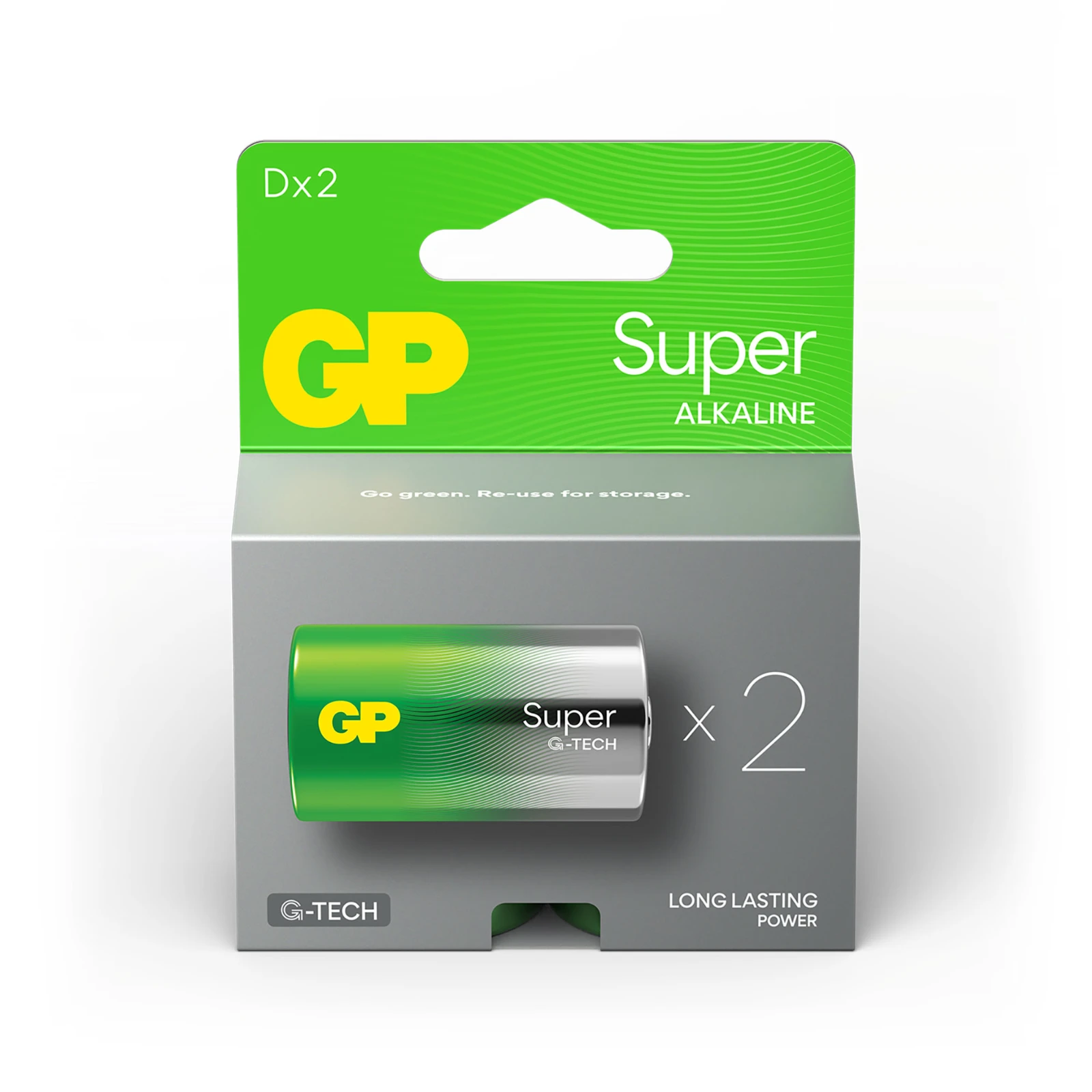 GP Alkaline D batterij Super 1,5V (2 stuks)