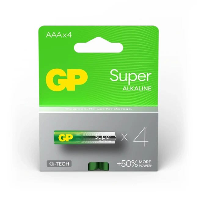 GP AAA Alkaline batterij Super G-TECH 1,5V (4 stuks)