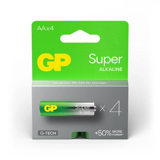 GP AA Alkaline batterij Super G-TECH 1,5V (4 stuks)