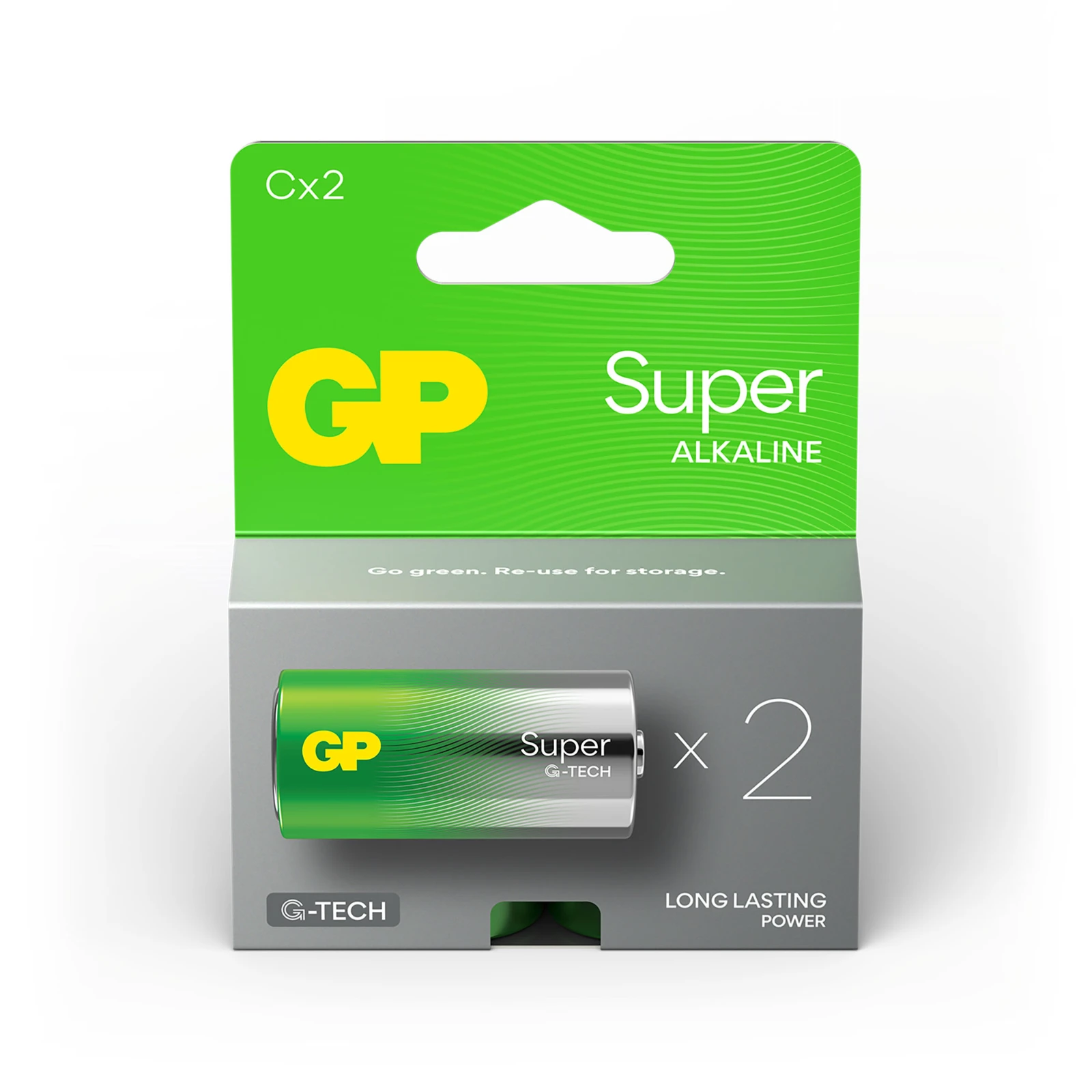 GP Alkaline C batterij Super G-TECH 1,5V (2 stuks)