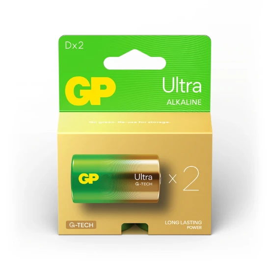 GP Alkaline D batterij Ultra G-TECH 1,5V (2 stuks)
