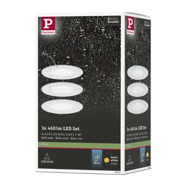 Paulmann LED-inbouwspot Nova 6,5W GU10 wit O78mm - 3-spots