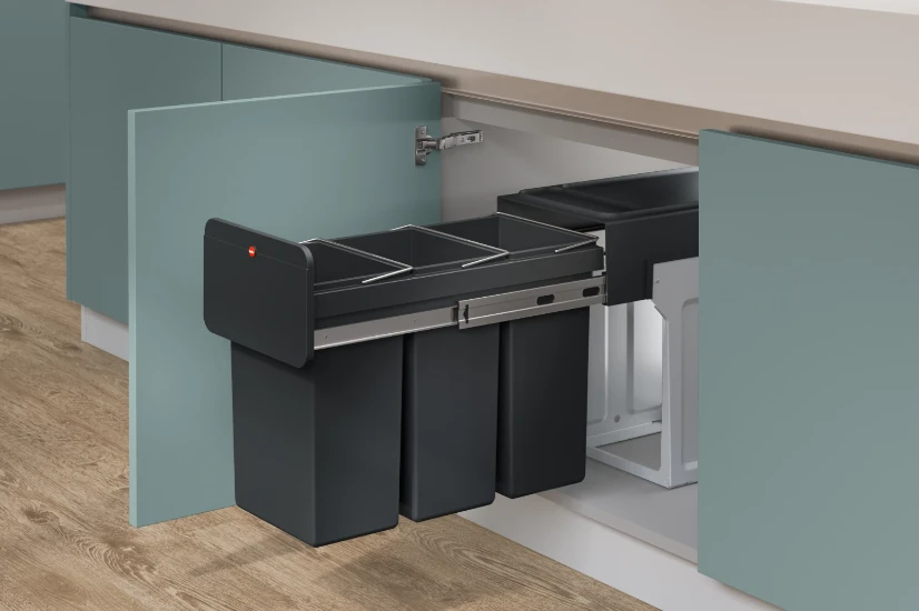 Hailo inbouwemmer eco-line trio L 3x14L - staal