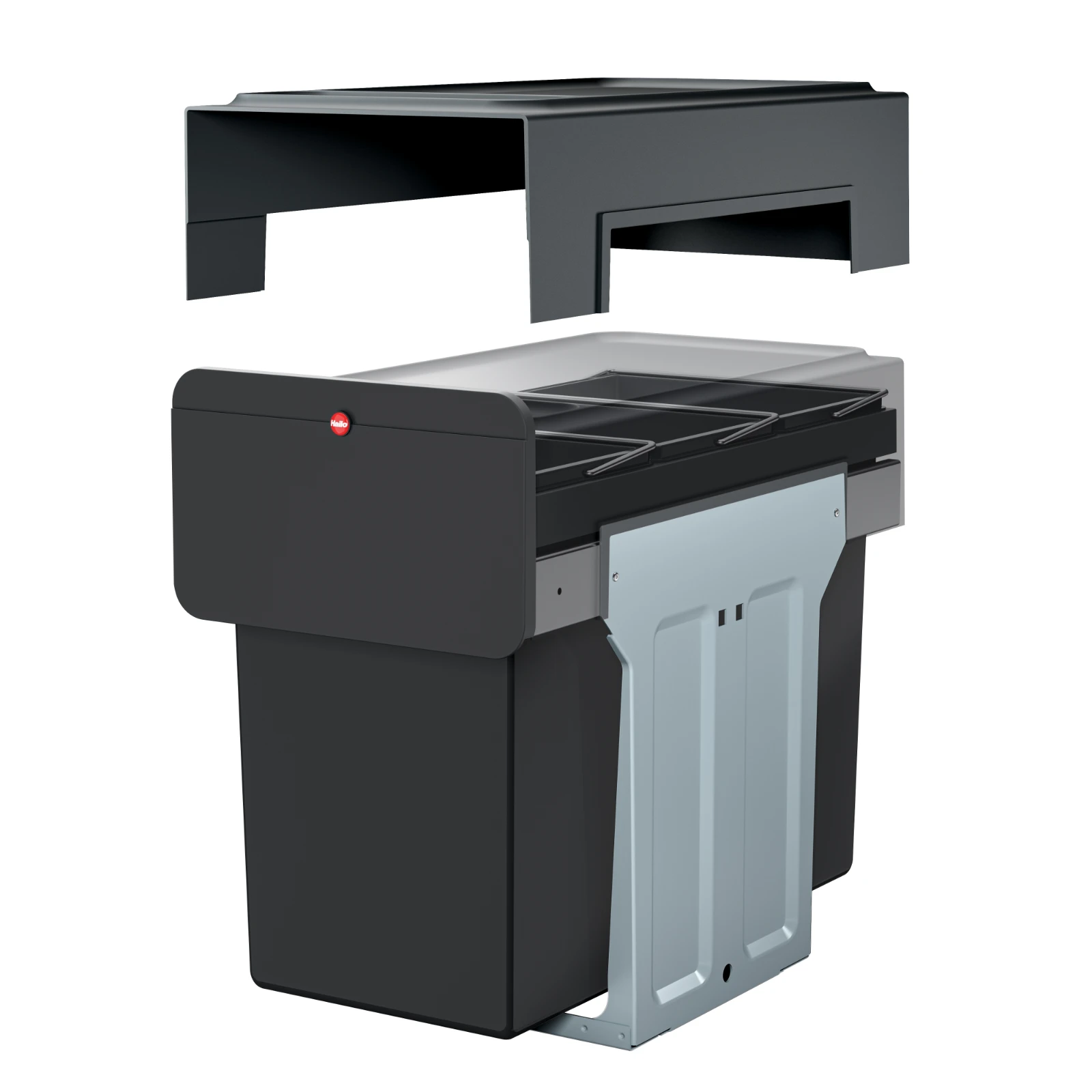 Hailo inbouwemmer eco-line trio L 3x14L - staal
