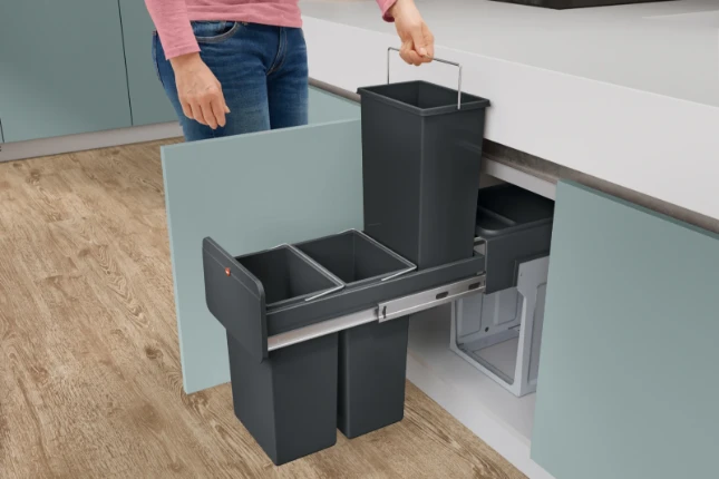 Hailo inbouwemmer eco-line trio L 3x14L - staal