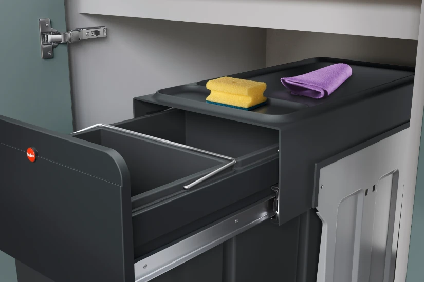 Hailo inbouwemmer eco-line trio L 3x14L - staal