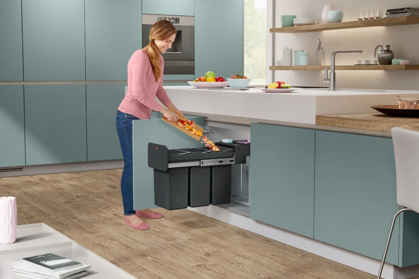 Hailo inbouwemmer eco-line trio L 3x14L - staal