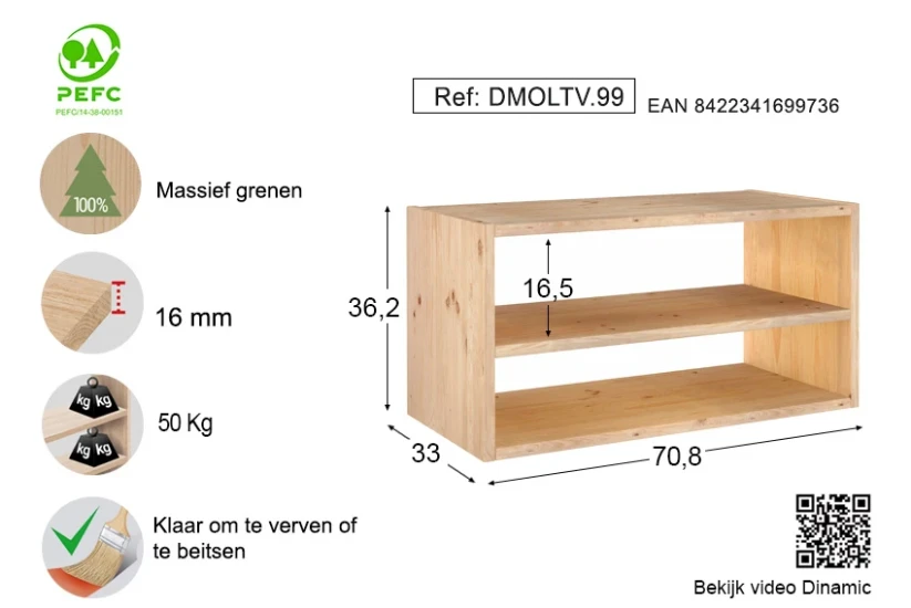 Astigarraga Open kast - met plank - 71x36cm