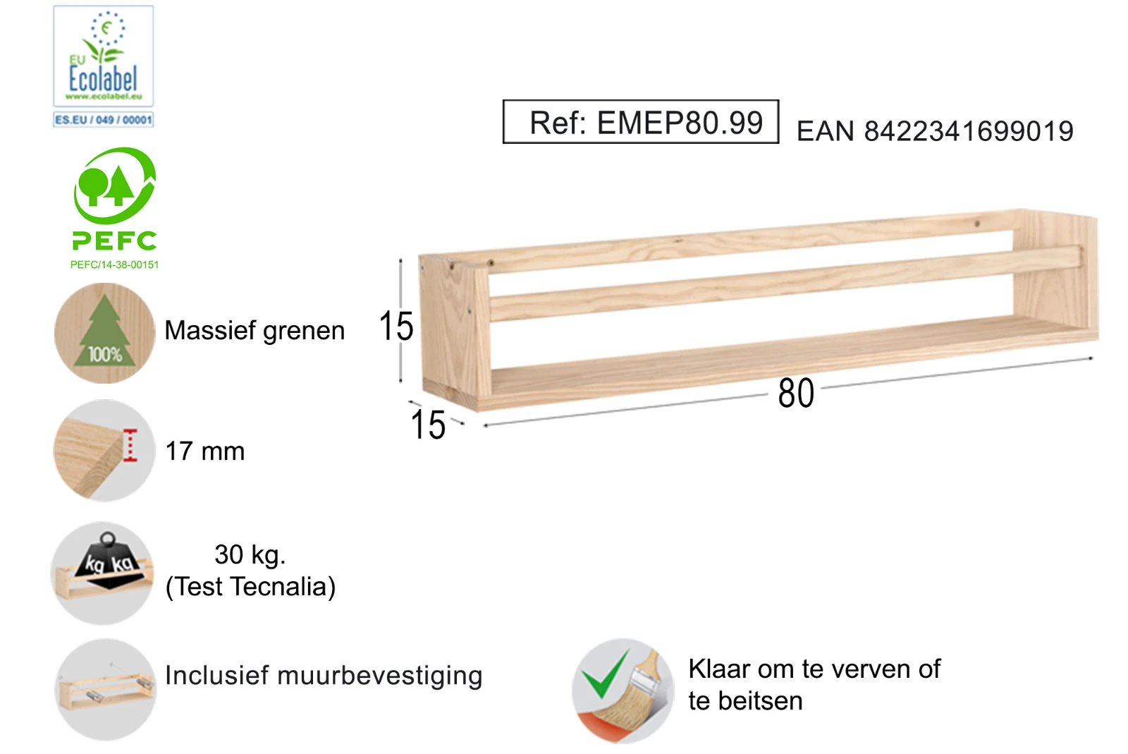 Astigarraga Wandplank - 80cm