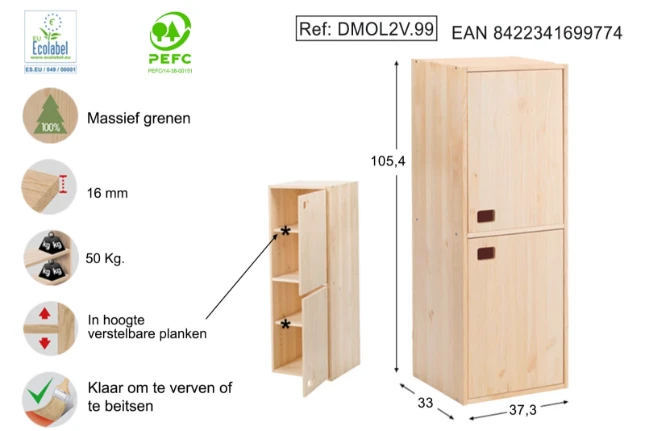 Astigarraga Wandkast met deuren - 105x37cm