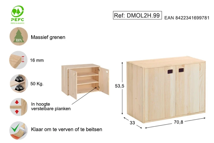Astigarraga Wandkast met deuren - 71x53cm