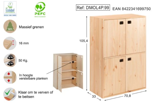 Astigarraga Wandkast met deuren -105x71cm