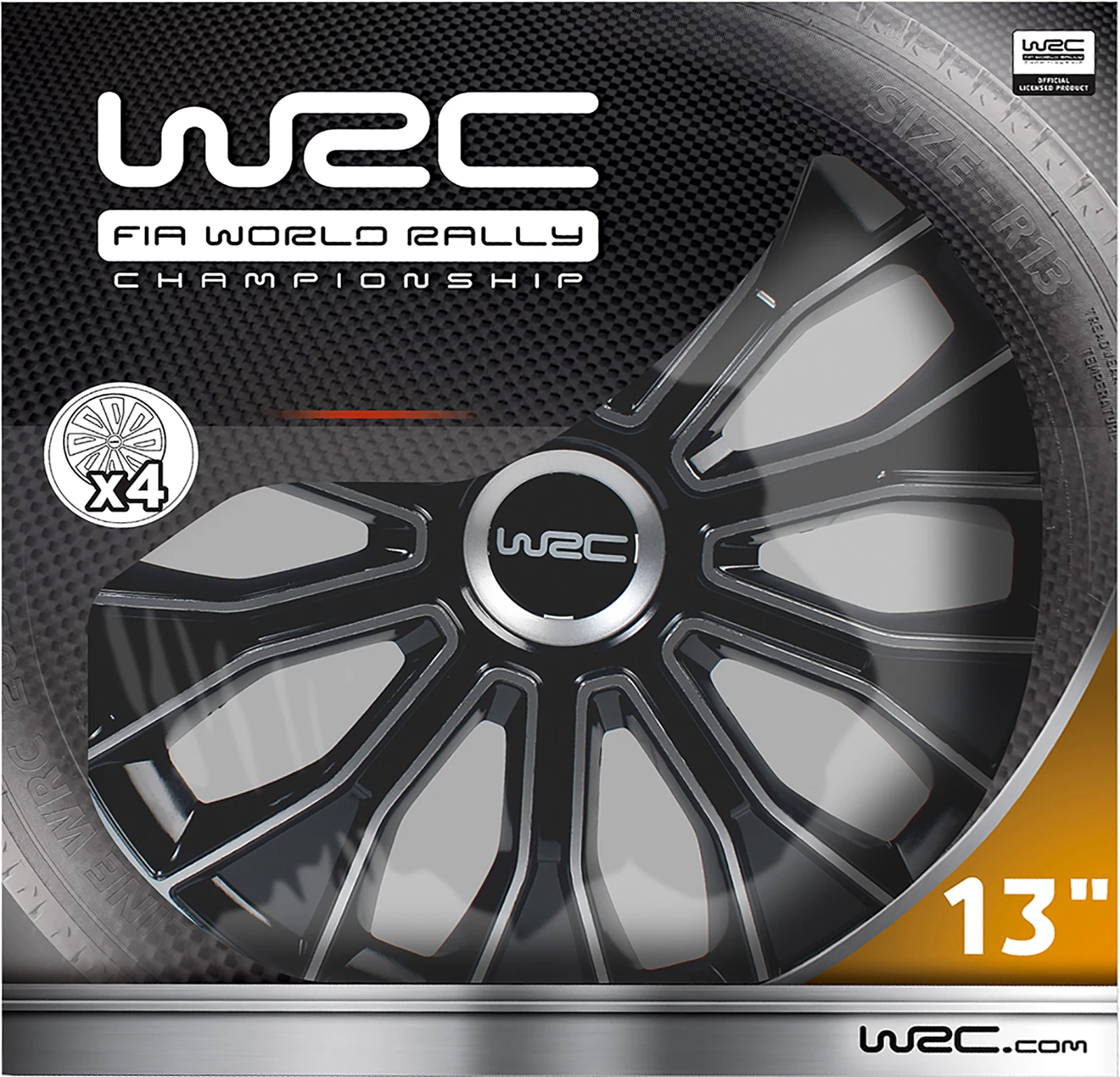 WRC Wieldoppen 13 inch - zwart/zilver - 4st