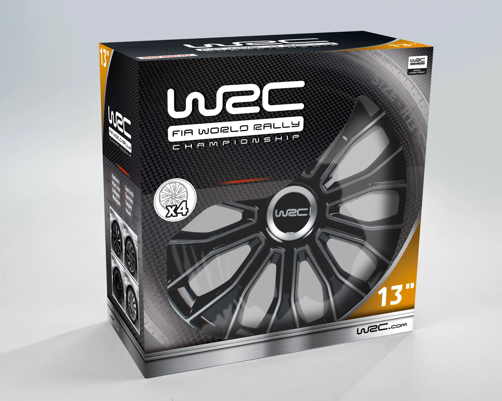 WRC Wieldoppen 13 inch - zwart/zilver - 4st
